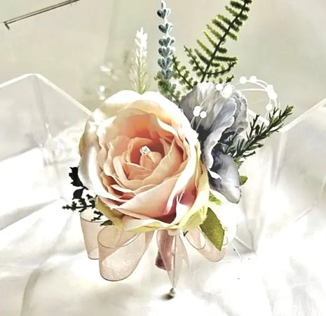 Artificial Wedding Flowers Bridal peony Bouquet in White, Ivory, Pink & Blue image 1