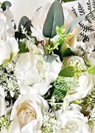 Artificial Wedding Flowers  Rose, peony in White Ivory Cascading Bridal Bouquet image 5
