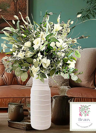 Faux Floral Arrangement White with Rose, Gypsophila, Peony Mill Lane  image 0