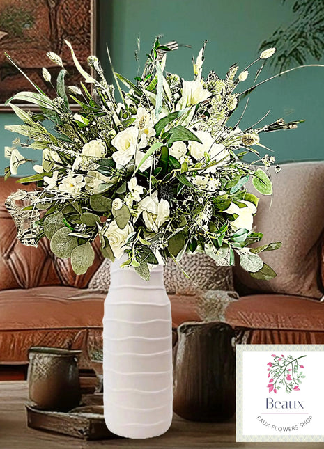 Faux Floral Arrangement White with Rose, Gypsophila, Peony Mill Lane  image 0
