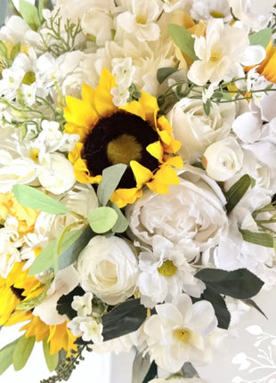 sunflower Artificial  Silk bouquet  - Ivory yellow round  Bridal flowers image 4
