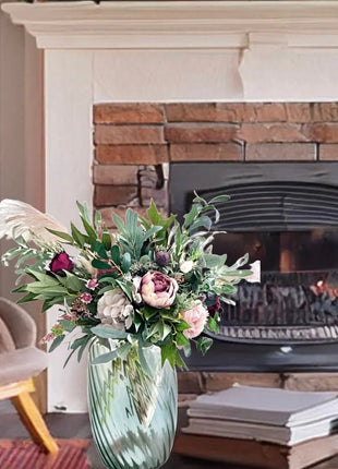 Faux Floral Arrangement inBlush Pink Cerise with Pampas,  Rose Gatehouse Garde image 3