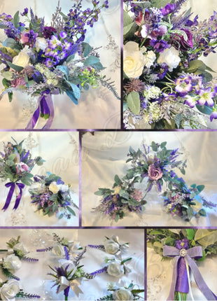 Scottish wildflowers, thistle  Bridal Bouquet Wedding Flowers lilac & purples image 5