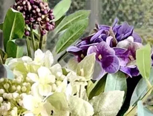 Elegant Faux Hydrangea and Allium vase arrangement - Plum and Cream Embassy Sq image 4