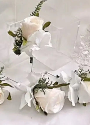 Bridal bouquet in white, Ivory, blush pink with peony, hydrangea, roses 13pc image 6