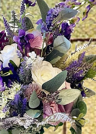 Faux Floral Arrangement in Purple, White Heather thistle  Lodge View image 4