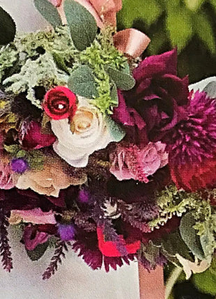 Artificial Silk Wedding Bridal Flowers plum, burgundy  round  Bridal flowers image 5