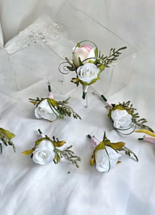 Teardrop Bridal Bouquet, Artificial Wedding Flowers  in cerise, pale Pink, ivory image 2