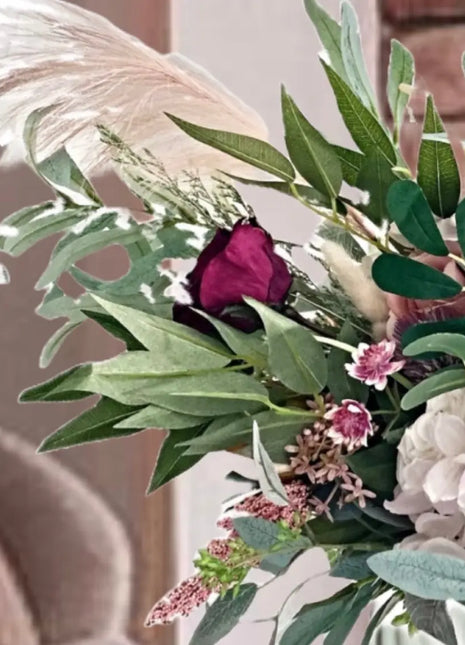 Faux Floral Arrangement inBlush Pink Cerise with Pampas,  Rose Gatehouse Garde image 1