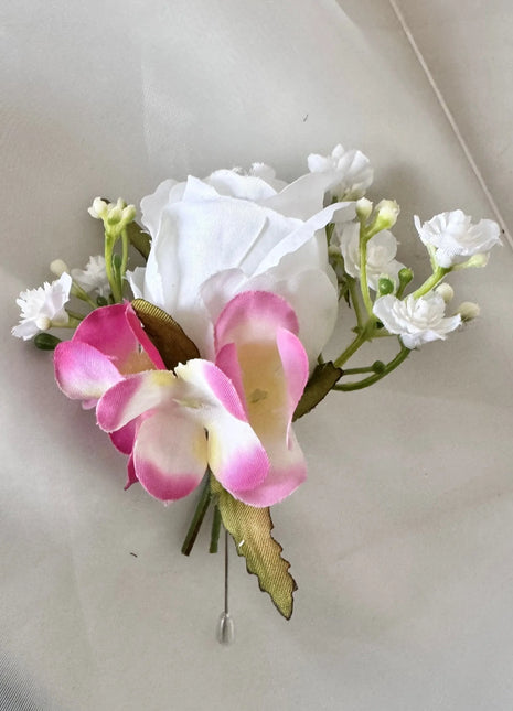 Ready to Send White, Cerise Artificial bridal bouquet | Rose and hydrangea image 1