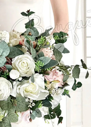 Silk Artificial Rose bouquet mauve, blush, navy, Ivory round  Bridal flowers image 9