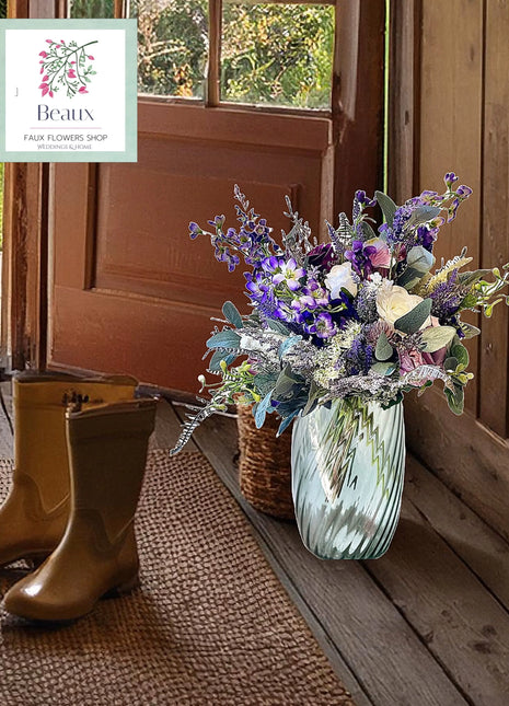 Faux Floral Arrangement in Purple, White Heather thistle  Lodge View image 0