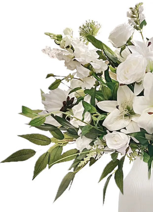 silk  Floral Arrangement Manor Lane in Ivory, White with Rose, Tiger Lily | Déco image 5