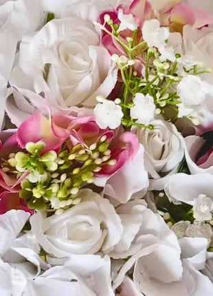 Ready to Send White, Cerise Artificial bridal bouquet | Rose and hydrangea image 4