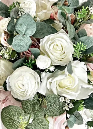 Silk Artificial Rose bouquet mauve, blush, navy, Ivory round  Bridal flowers image 7