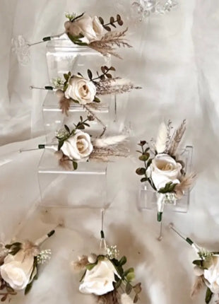 Silk sunflower, Peony, Rose Bridal Bouquet blush, Ivory Wedding Flowers image 3