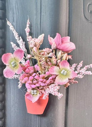 Faux Flower fridge magnet gift wedding favour in dusky pinks | terracotta pot image 0