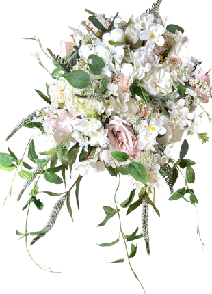 Cascading white silk flower Bridal Bouquet