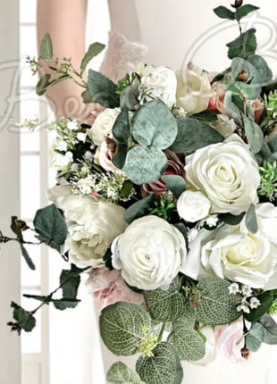 Silk Artificial Rose bouquet mauve, blush, navy, Ivory round  Bridal flowers image 8