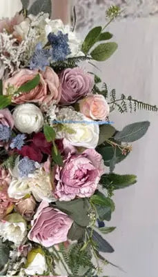 Brides Scottish Wedding cascade Bouquet Dusty Mauve, Burgundy Faux  Flowers image 8