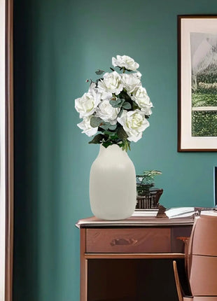 Ivory,  White Large Head Garden Rose , Faux Floral Arrangement , Tower Terrace  image 4