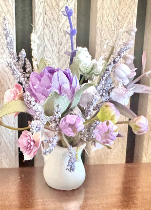 Flower fridge magnet gift wedding favour in lilacs with white ceramic jug vase image 1