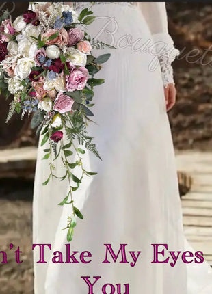 Brides Scottish Wedding cascade Bouquet Dusty Mauve, Burgundy Faux  Flowers image 0