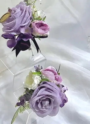 Silk Rose, lavender, lilac, plum bridal bouquet teardrop Bridal flowers Beaux Faux Flowers Shop