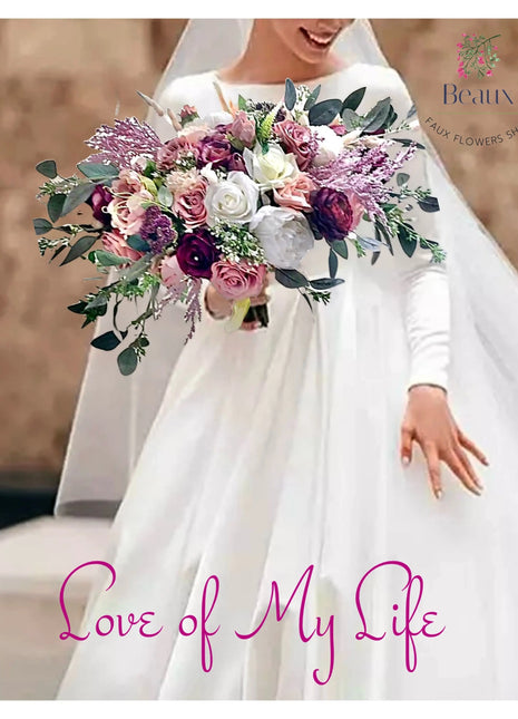 Best bride bouquet in mauve, Ivory, blush with peony, rose image 0