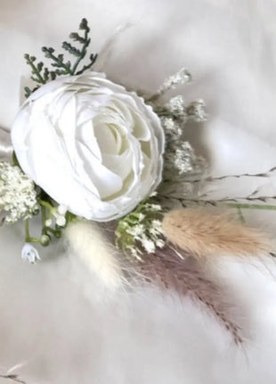  Rose pampas silk Spray Bridal Bouquet in Ivory Artificial Wedding Flowers image 4