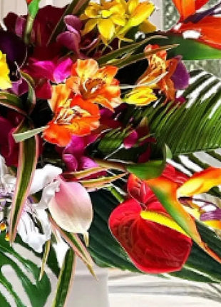 Faux Floral Arrangement in Orange, Pink Bird of Paradise, Hacienda Hil image 2