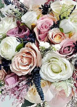 Silk Artificial Rose bouquet mauve, blush, navy, Ivory round  Bridal flowers image 4
