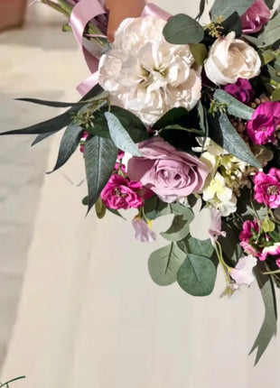 Ready to Send inCerise pink Rose, sweet pea Bridal bouquet  Grooms Buttonhole  image 6