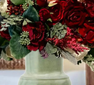 Romantic red silk Floral Arrangement  in Creams  with Roses for Vase Decor image 4