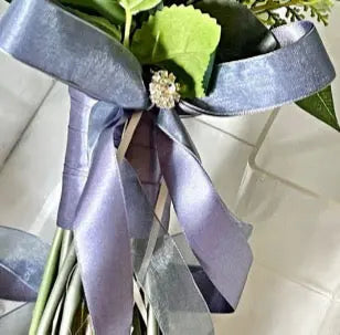 Wedding Flowers Pheasant Feather, Blue, Burgundy with rose Bridal Bouquet image 6