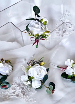 Cascading silk rose Bridal Bouquet, Artificial Flowers in Burgundy, Blush, Ivory image 3