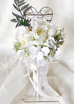 Artificial Wedding Flowers  Rose, peony in White Ivory Cascading Bridal Bouquet image 2