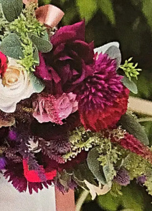 Artificial Silk Wedding Bridal Flowers plum, burgundy  round  Bridal flowers image 4