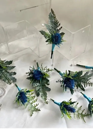 Artificial Wedding peony Flowers Bridal Bouquet in White, Ivory, Blue image 1