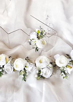 Artificial Wedding Flowers  Rose, peony in White Ivory Cascading Bridal Bouquet image 1