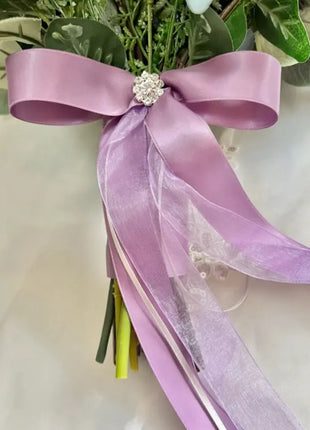 Silk Rose, lilacs, pink, mauve, Ivory teardrop Bridal flowers image 6
