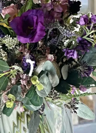 Faux Floral Arrangement with Purple Scottish Thistle, Lizzies, Grange Gardens  image 4