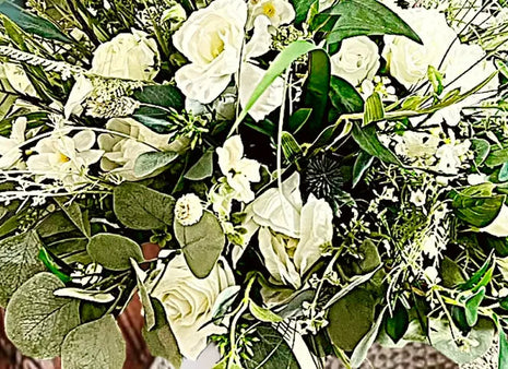 Faux Floral Arrangement White with Rose, Gypsophila, Peony Mill Lane  image 1