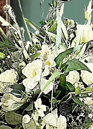 Faux Floral Arrangement White with Rose, Gypsophila, Peony Mill Lane  image 5