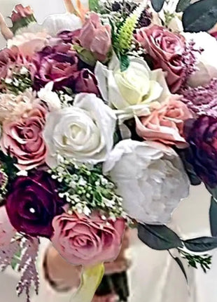 Best bride bouquet in mauve, Ivory, blush with peony, rose image 2
