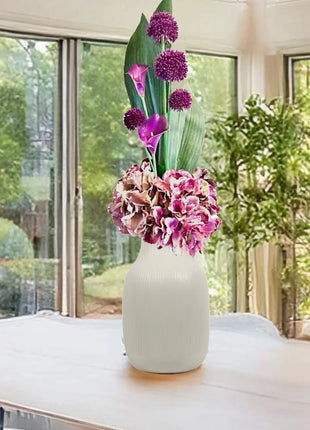 Faux Floral Arrangement  in Plum Purple Calla Lily, Hydrangeas, Mansion Avenue image 5