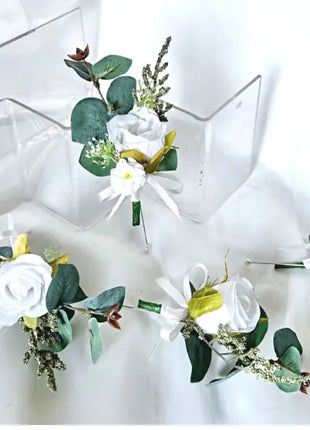 Artificial Roses, Peonies in White Ivory Round Spray Bridal Bouquet | Wedding Fl image 4