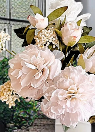 Blush Pink silk  Floral Arrangement Allium, Peony Bouquet , Apartment Avenue image 1