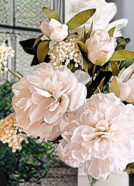 Blush Pink silk  Floral Arrangement Allium, Peony Bouquet , Apartment Avenue image 1