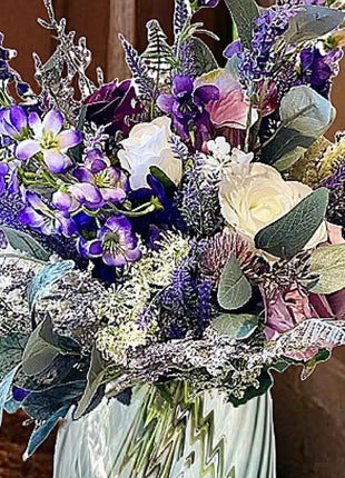 Faux Floral Arrangement in Purple, White Heather thistle  Lodge View image 2